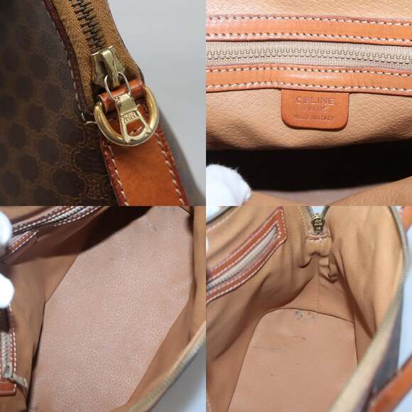 CELINE Macadam Canvas Hand Bag Pvc Leather Brown Gold - Picture 11 of 12